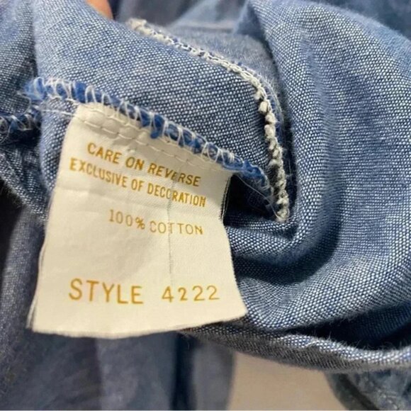 Vintage Ralph Lauren women's ruffled chambray dress mock neck long sleeves S - Picture 7 of 9